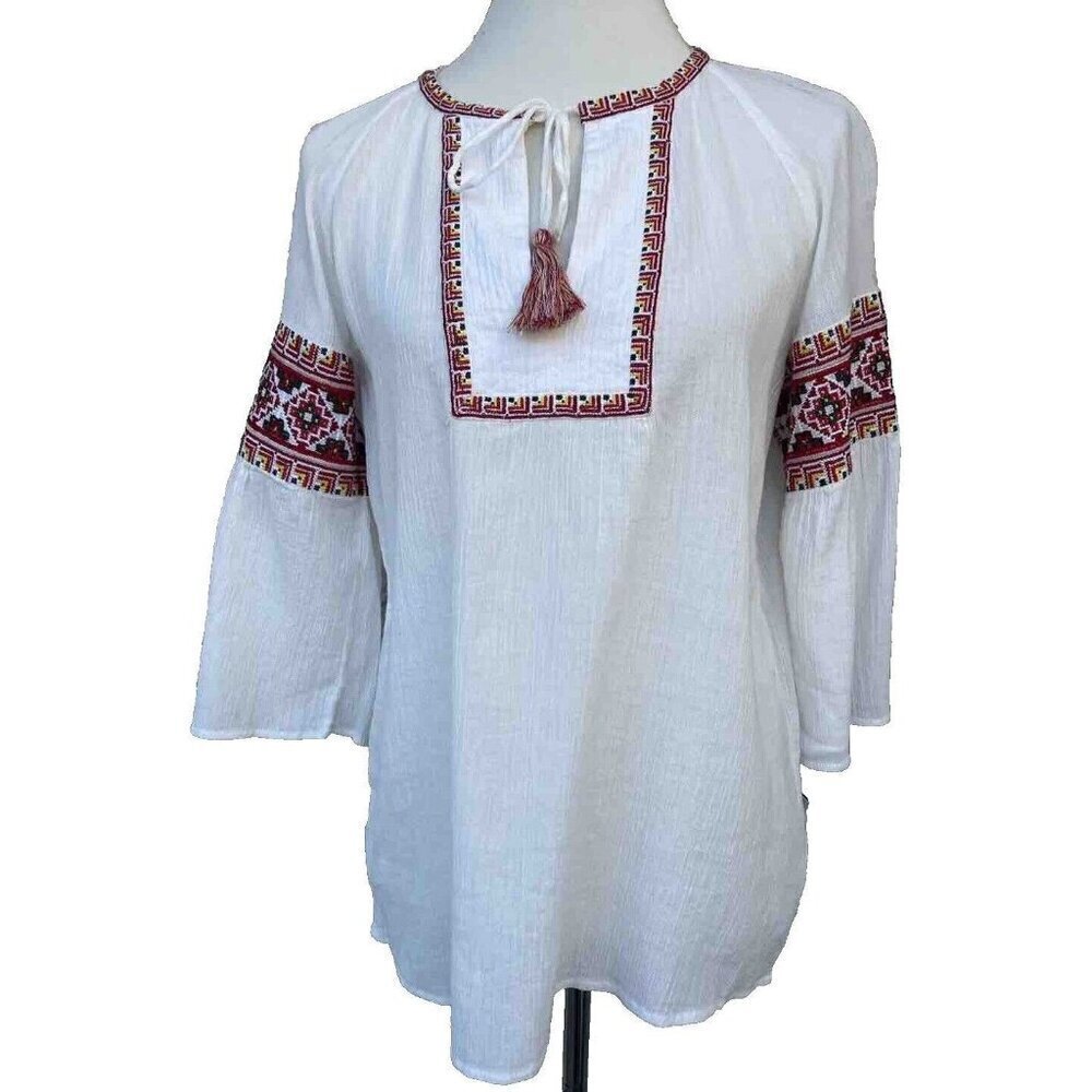 French Connection Women's White Adanna Embroidered Top Size M - Picture 8 of 15